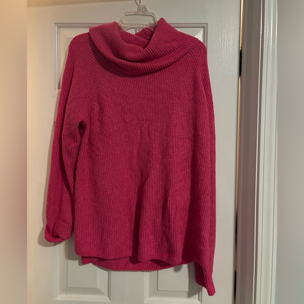 LOFT Vibrant Pink Turtleneck Sweater